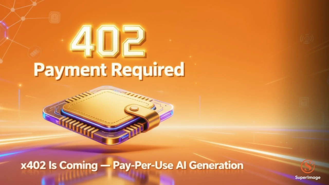 SuperImage platform integrating x402 payment protocol for AI image generation and API micropayments